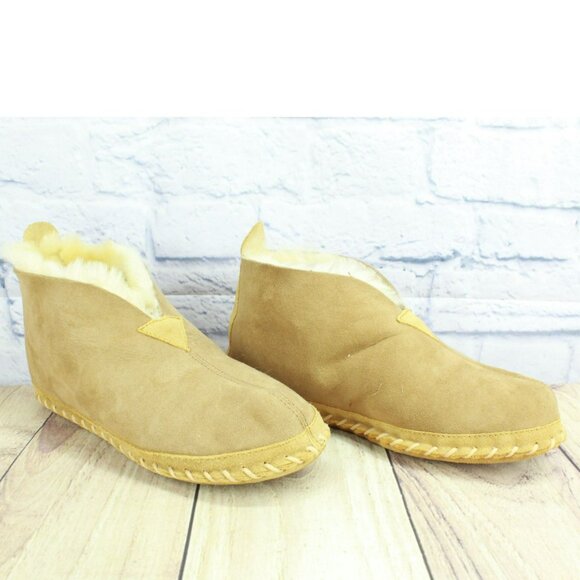 LL Bean Brown Suede Wicked Good Shearling Lined Slipper Ankle Boots Size 9 M - Picture 3 of 10